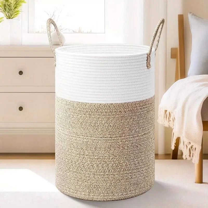 Simple Natural Woven Laundry Hamper With Durable Handles - Nocini