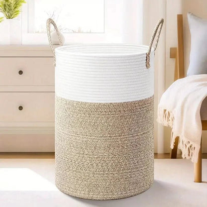 Simple Natural Woven Laundry Hamper With Durable Handles - Nocini