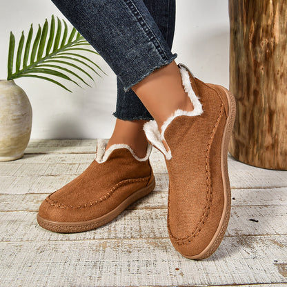 Cozy Faux Fur Ankle Boots with Grip Thick Outsole - Olytrend