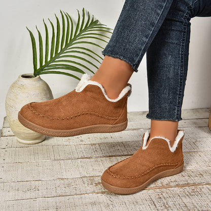 Cozy Faux Fur Ankle Boots with Grip Thick Outsole