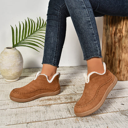 Cozy Faux Fur Ankle Boots with Grip Thick Outsole