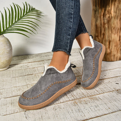 Cozy Faux Fur Ankle Boots with Grip Thick Outsole