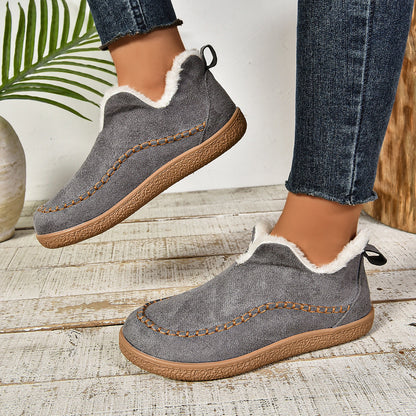 Cozy Faux Fur Ankle Boots with Grip Thick Outsole