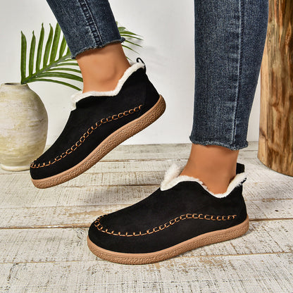 Cozy Faux Fur Ankle Boots with Grip Thick Outsole