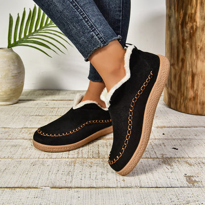 Cozy Faux Fur Ankle Boots with Grip Thick Outsole