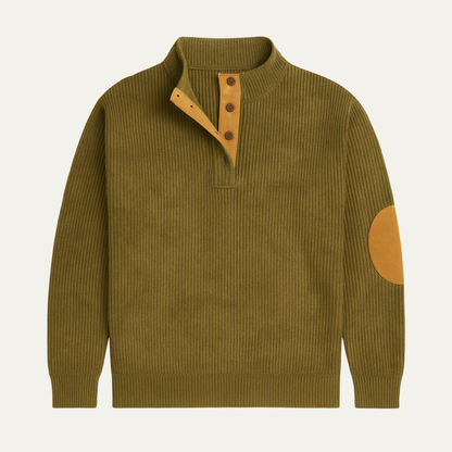 Men's Fashionable Crew Neck Ribbed Knit Sweater - Nocini