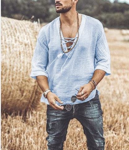 Casual Men's Shirt with Comfortable 3/4 Sleeves