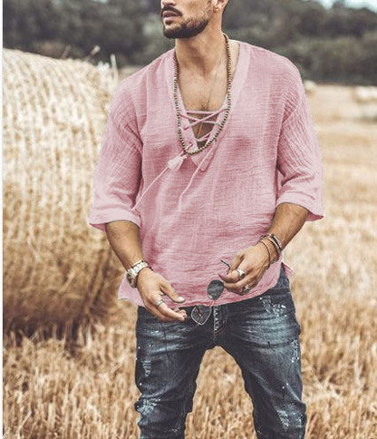Casual Men's Shirt with Comfortable 3/4 Sleeves