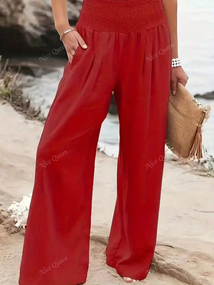 Relaxed Fit Linen Wide Leg Pants