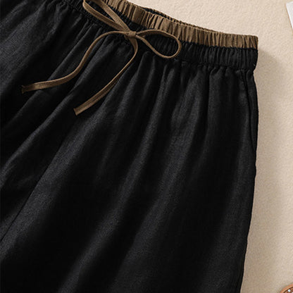 Casual Mid-Length Shorts with Elastic Waist and Tie Closure