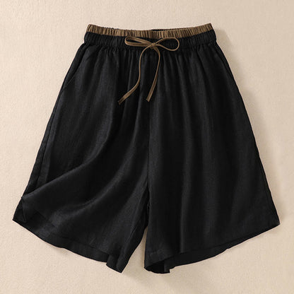 Casual Mid-Length Shorts with Elastic Waist and Tie Closure