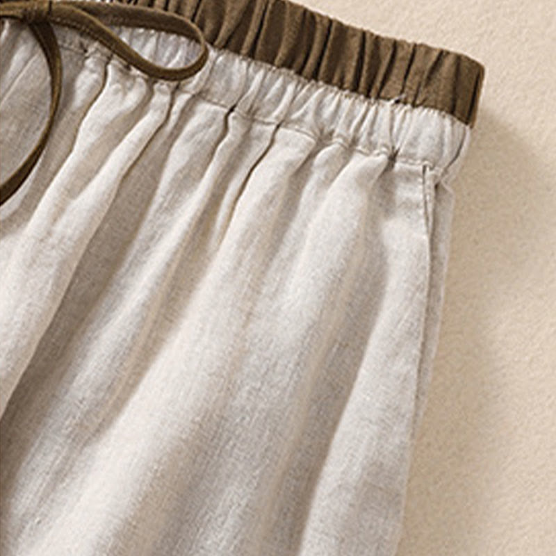 Casual Mid-Length Shorts with Elastic Waist and Tie Closure