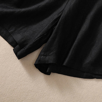 Casual Mid-Length Shorts with Elastic Waist and Tie Closure