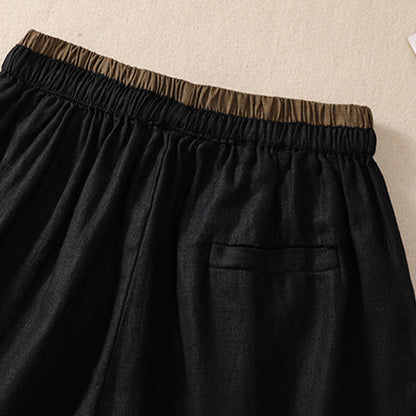 Casual Mid-Length Shorts with Elastic Waist and Tie Closure