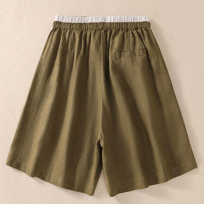 Casual Mid-Length Shorts with Elastic Waist and Tie Closure