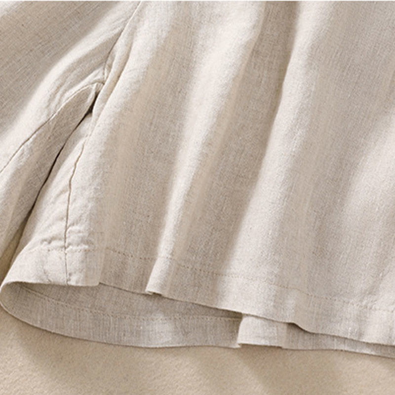 Casual Mid-Length Shorts with Elastic Waist and Tie Closure