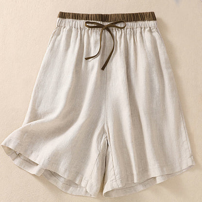 Casual Mid-Length Shorts with Elastic Waist and Tie Closure