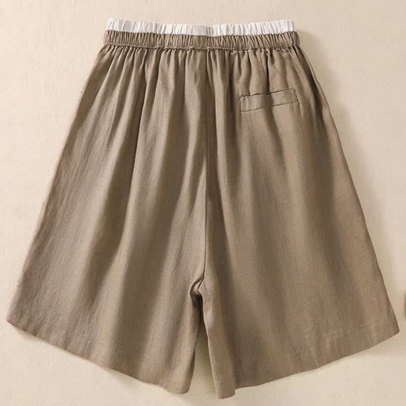 Casual Mid-Length Shorts with Elastic Waist and Tie Closure