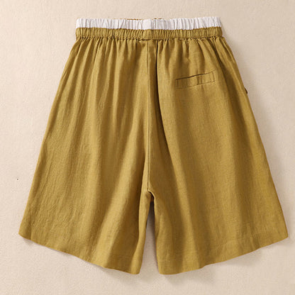 Casual Mid-Length Shorts with Elastic Waist and Tie Closure