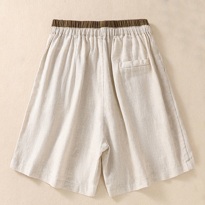 Casual Mid-Length Shorts with Elastic Waist and Tie Closure