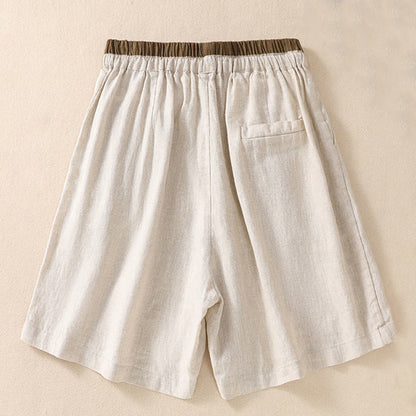 Casual Mid-Length Shorts with Elastic Waist and Tie Closure
