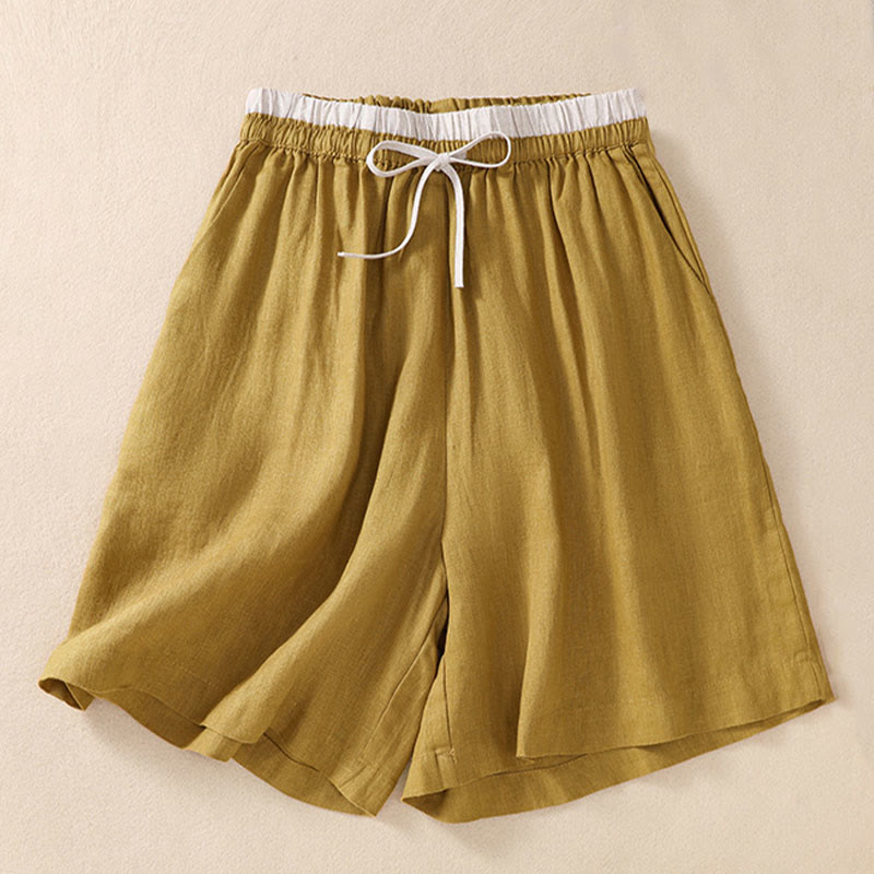 Casual Mid-Length Shorts with Elastic Waist and Tie Closure