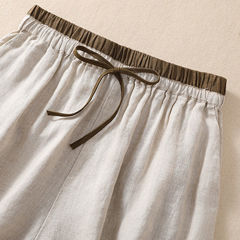 Casual Mid-Length Shorts with Elastic Waist and Tie Closure