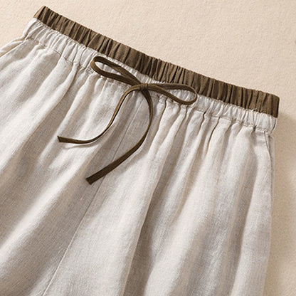 Casual Mid-Length Shorts with Elastic Waist and Tie Closure