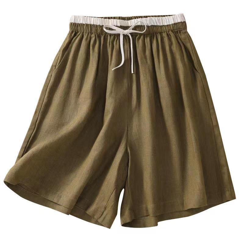Casual Mid-Length Shorts with Elastic Waist and Tie Closure