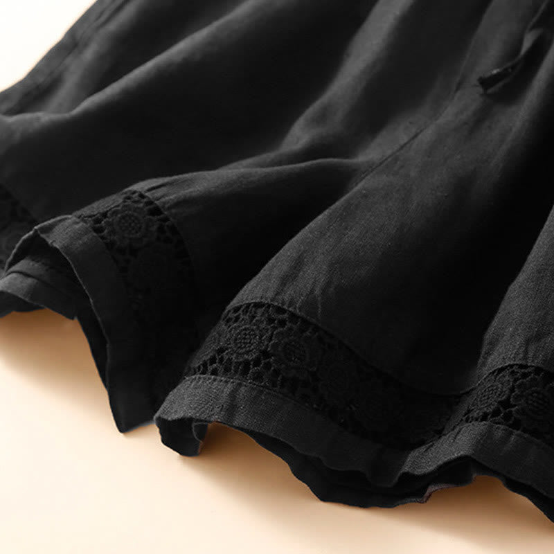 Casual Elastic Waist Shorts with Delicate Trimmed Edges