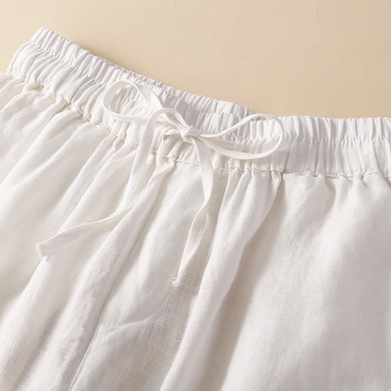 Casual Elastic Waist Shorts with Delicate Trimmed Edges