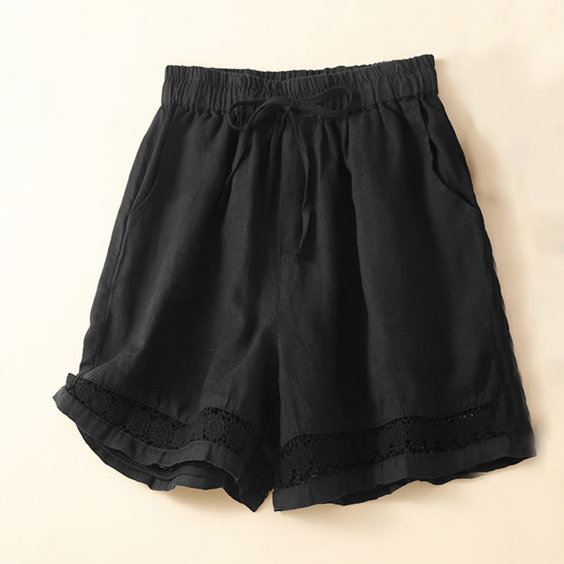 Casual Elastic Waist Shorts with Delicate Trimmed Edges