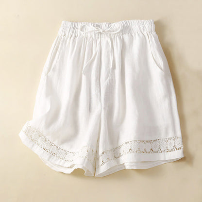 Casual Elastic Waist Shorts with Delicate Trimmed Edges