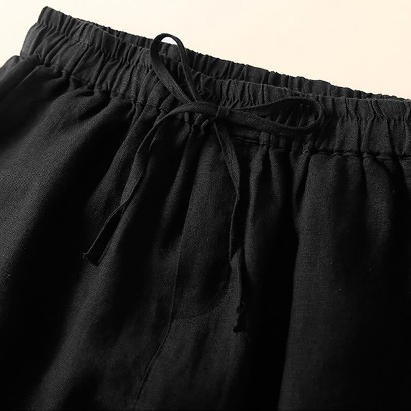 Casual Elastic Waist Shorts with Delicate Trimmed Edges