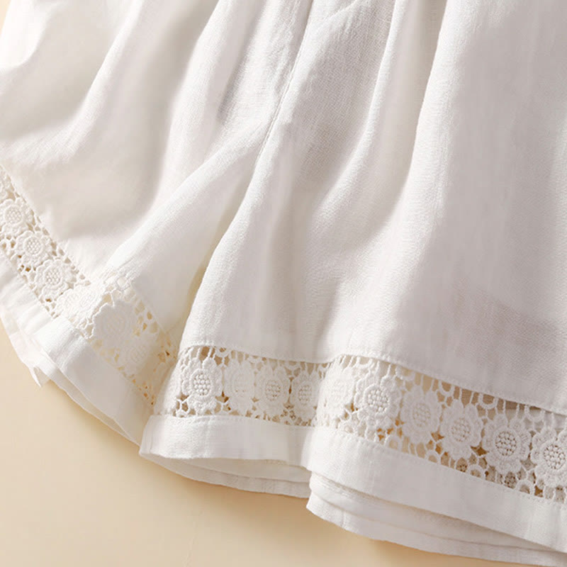 Casual Elastic Waist Shorts with Delicate Trimmed Edges