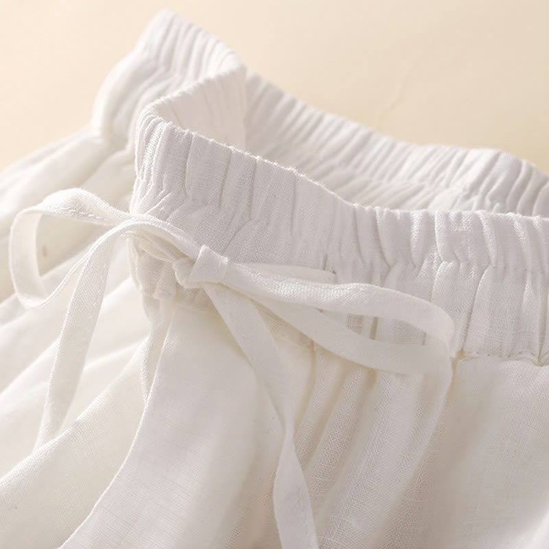 Casual Elastic Waist Shorts with Delicate Trimmed Edges