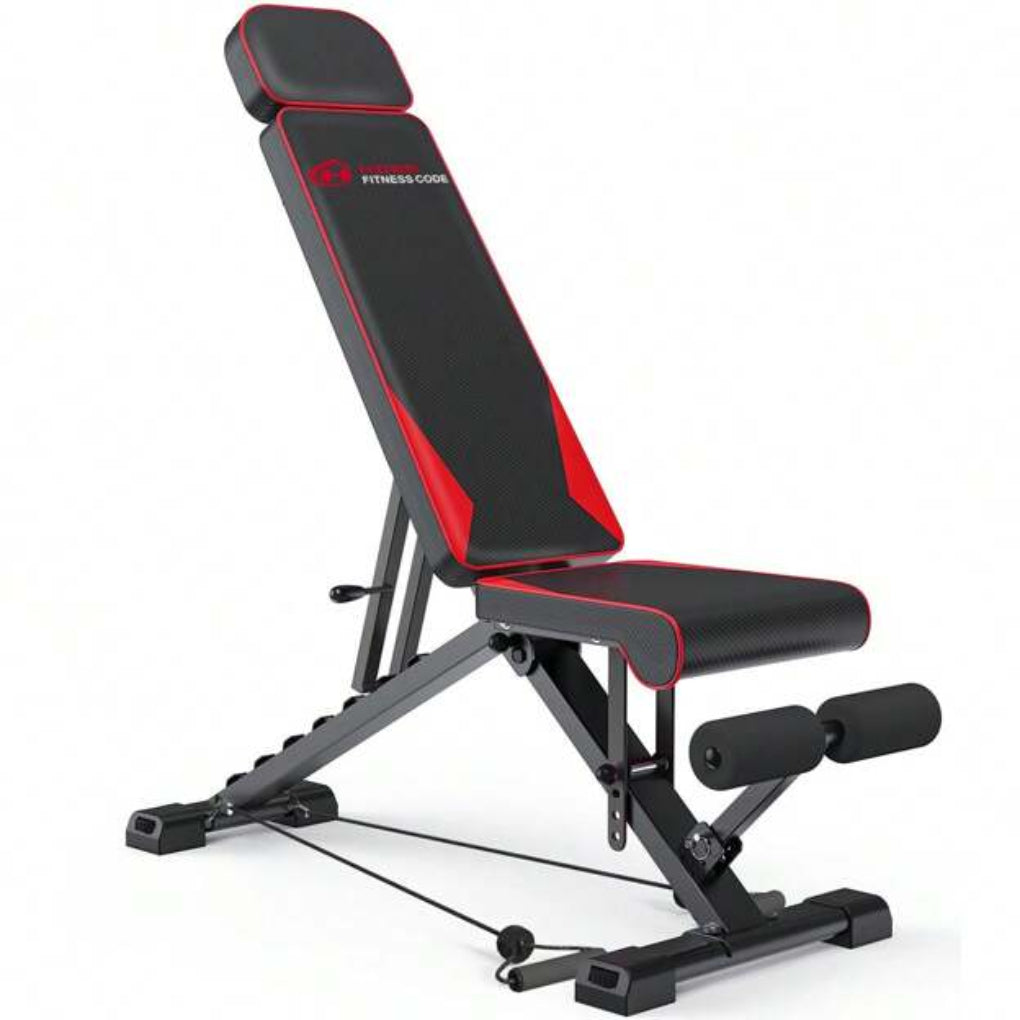 Portable Foldable Home Gym Weight Bench with Bands