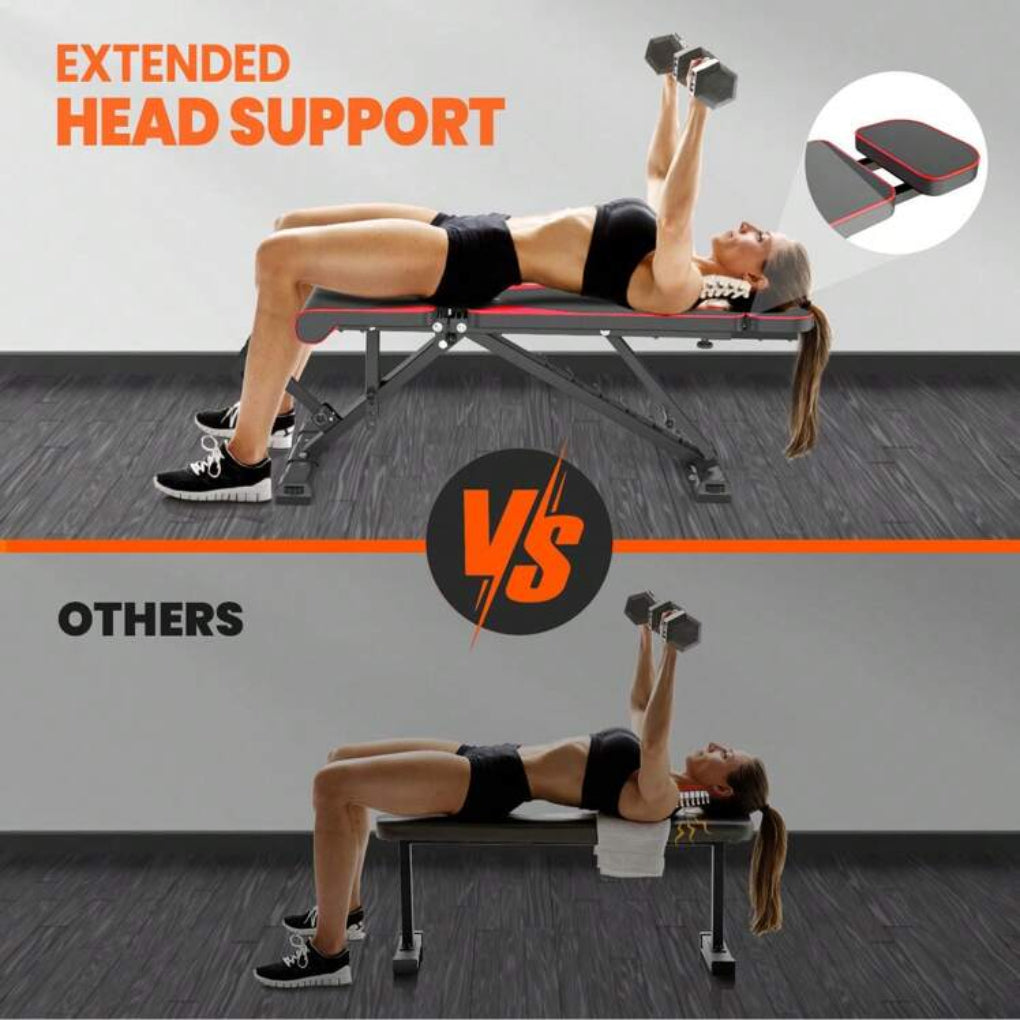 Compact Portable Fitness Exercise Bench with Resistance Bands