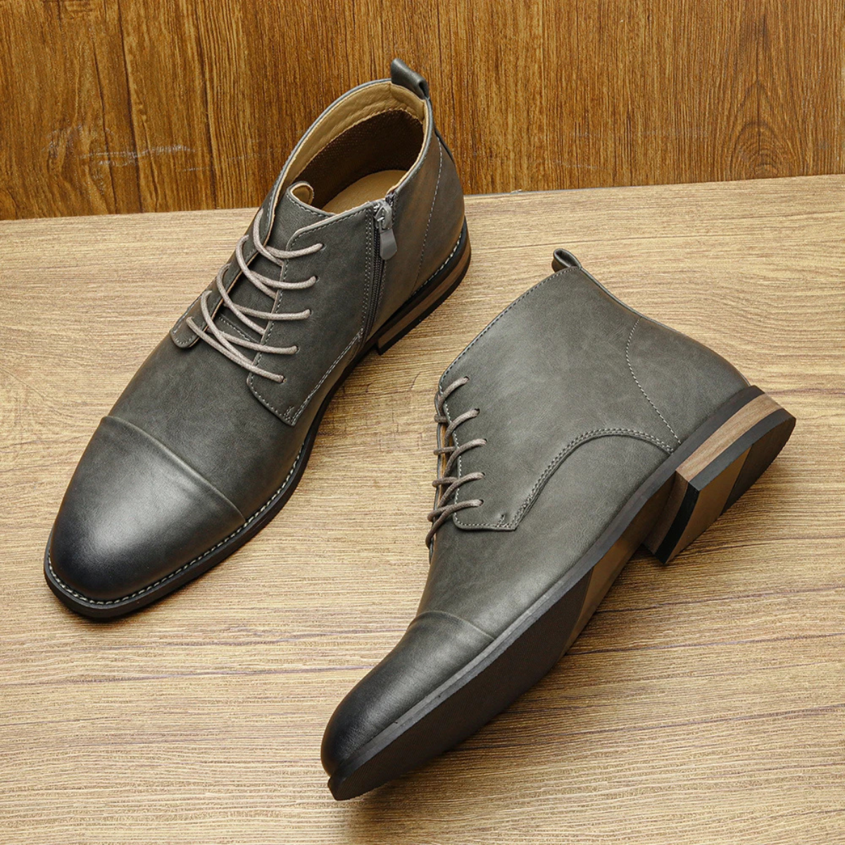 Brown Leather Ankle Boots for Men