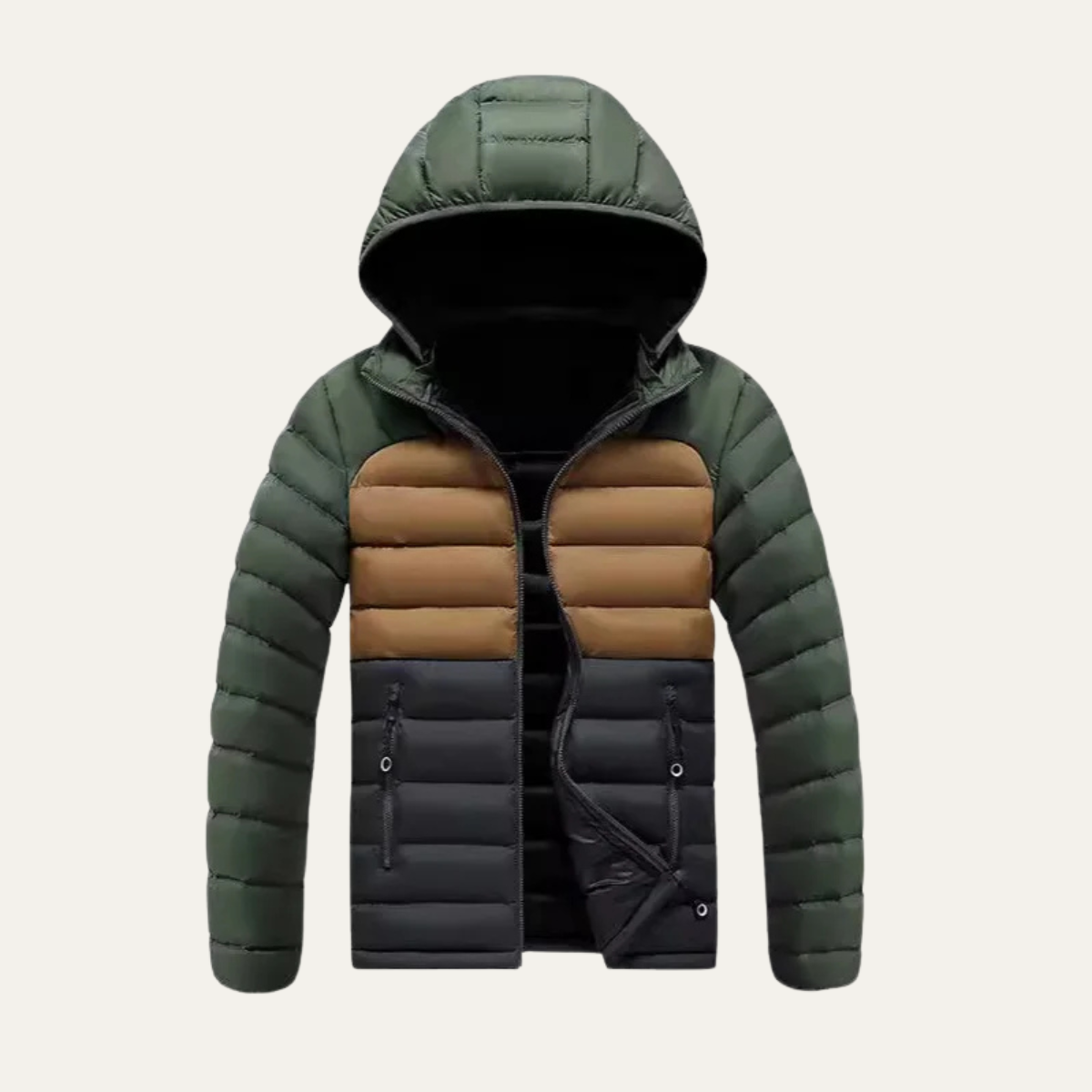 Warm Men's Puffer Jacket with Removable Hood