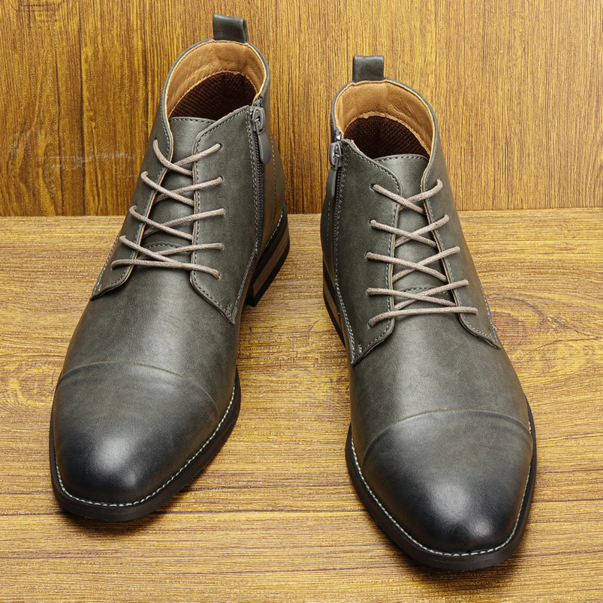 Brown Leather Ankle Boots for Men