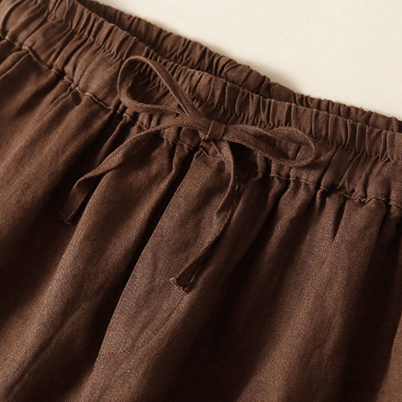 Casual Elastic Waist Shorts with Delicate Trimmed Edges