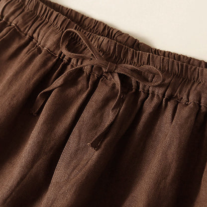 Casual Elastic Waist Shorts with Delicate Trimmed Edges