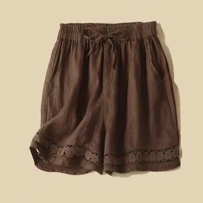 Casual Elastic Waist Shorts with Delicate Trimmed Edges