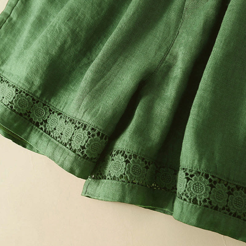 Casual Elastic Waist Shorts with Delicate Trimmed Edges