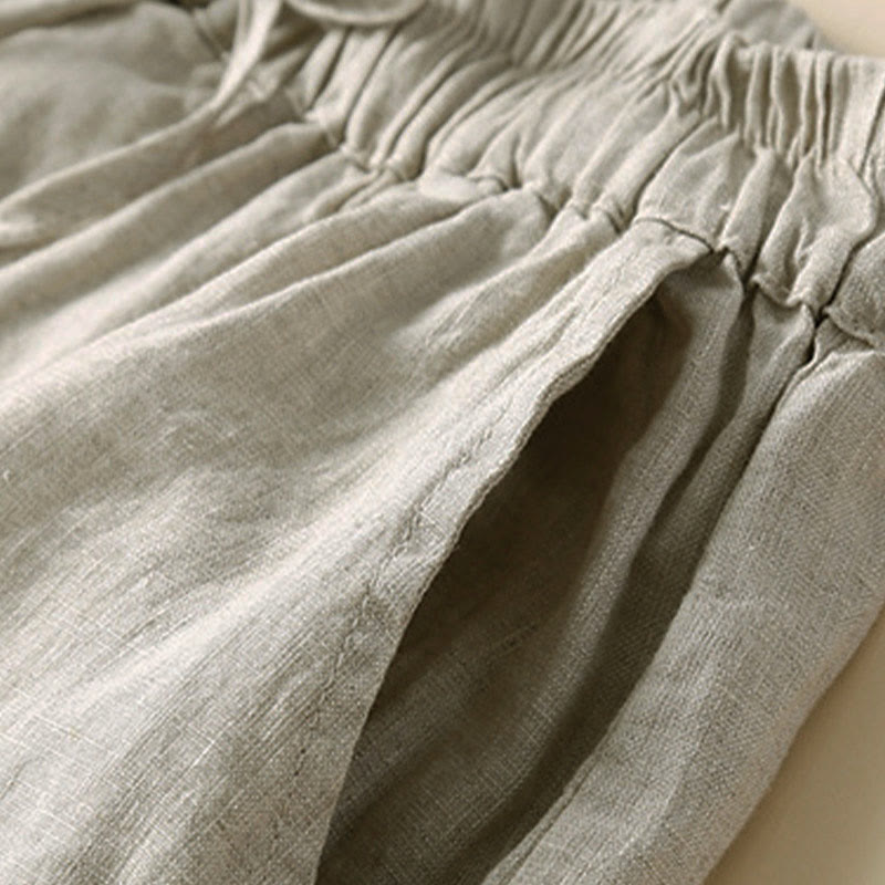 Casual Elastic Waist Shorts with Delicate Trimmed Edges