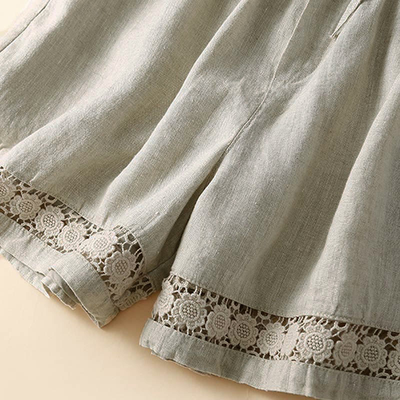 Casual Elastic Waist Shorts with Delicate Trimmed Edges