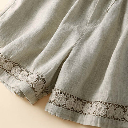 Casual Elastic Waist Shorts with Delicate Trimmed Edges