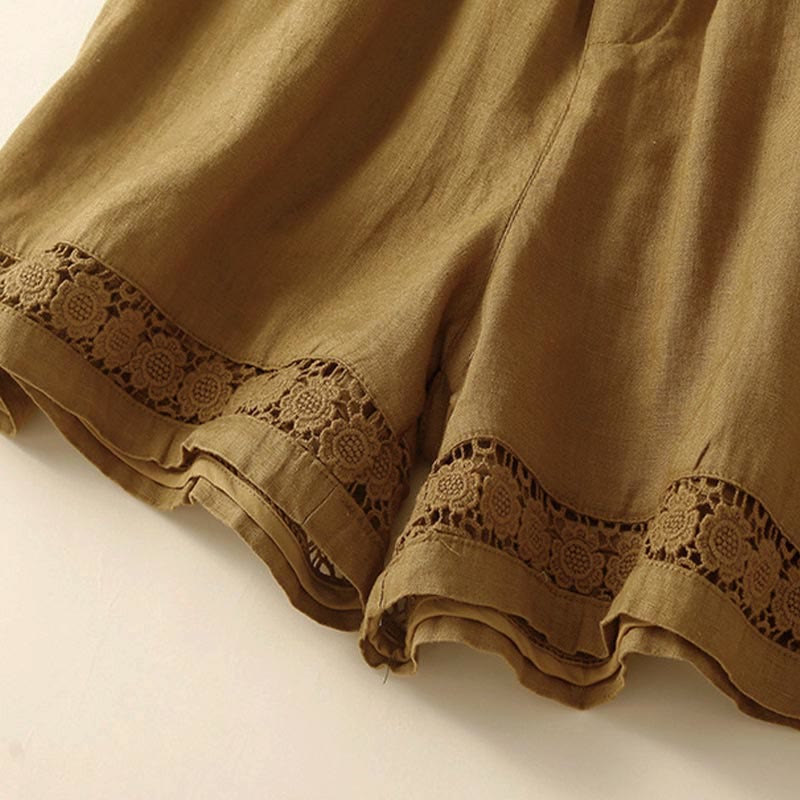 Casual Elastic Waist Shorts with Delicate Trimmed Edges