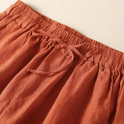 Casual Elastic Waist Shorts with Delicate Trimmed Edges